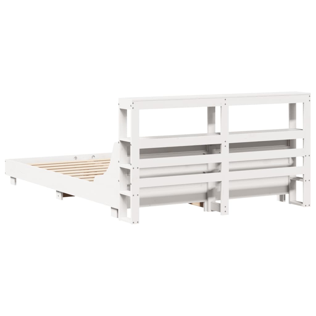 Cadre de lit sans matelas blanc 140x200 cm bois de pin massif - XIOS