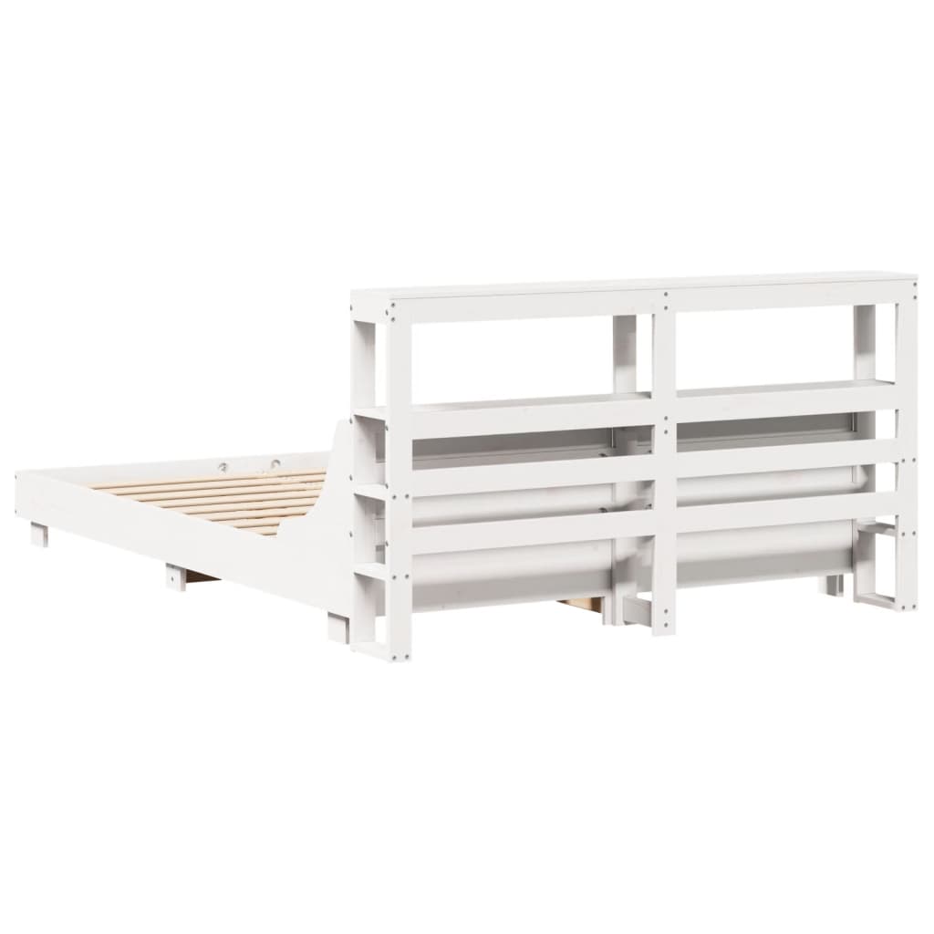 Cadre de lit sans matelas blanc 120x200 cm bois de pin massif - XIOS