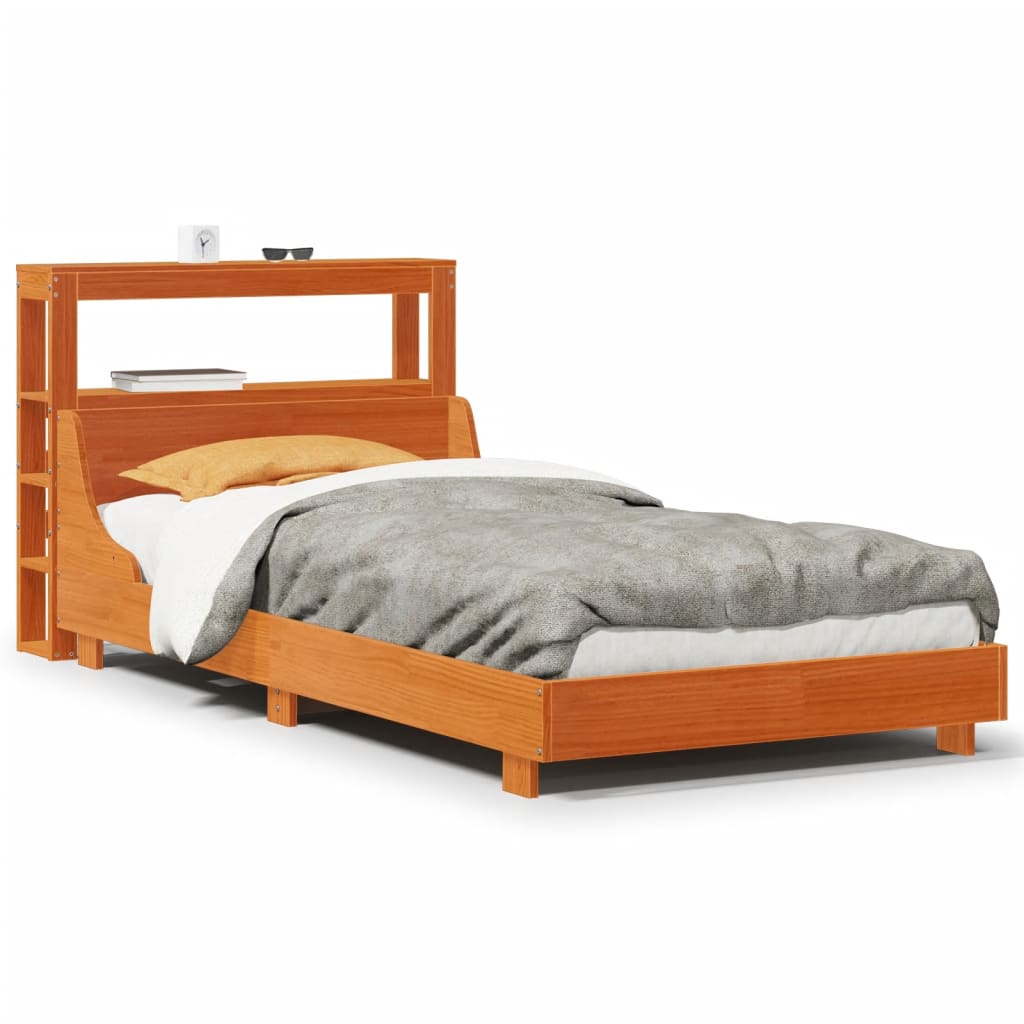 Cadre de lit sans matelas cire marron 100x200cm bois pin massif - XIOS