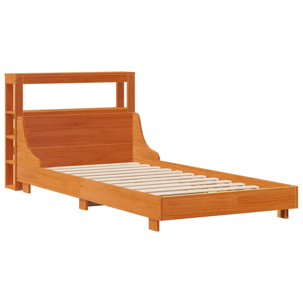 Cadre de lit sans matelas cire marron 100x200cm bois pin massif - XIOS