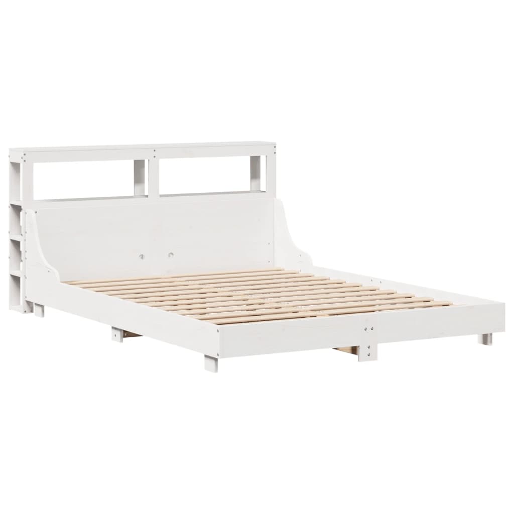 Cadre de lit sans matelas blanc 140x190 cm bois de pin massif - XIOS