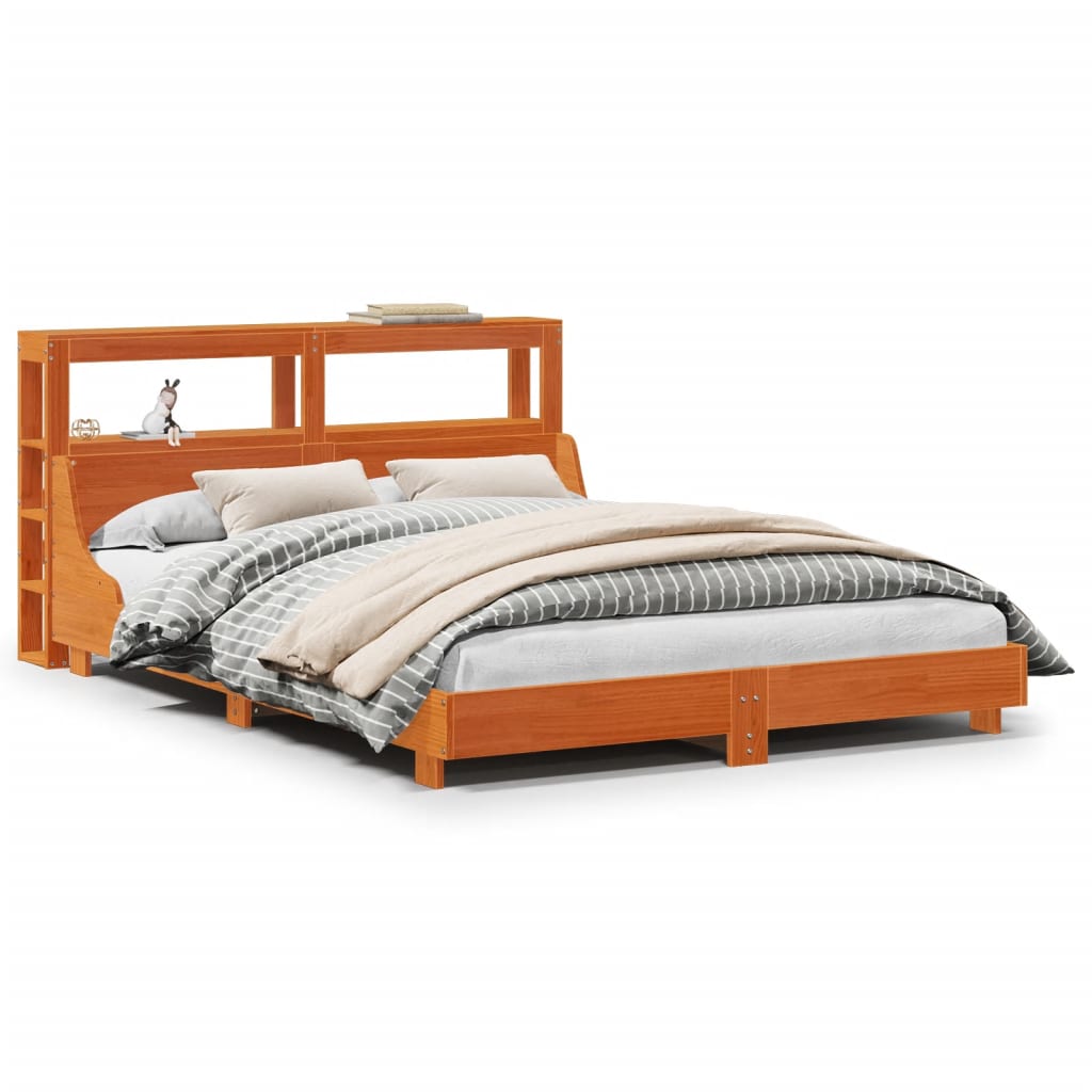 Cadre de lit sans matelas cire marron 140x190cm bois pin massif - XIOS