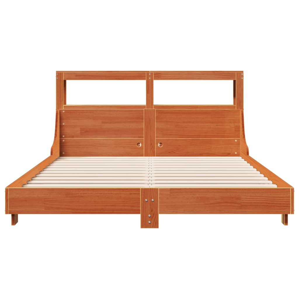 Cadre de lit sans matelas cire marron 140x190cm bois pin massif - XIOS