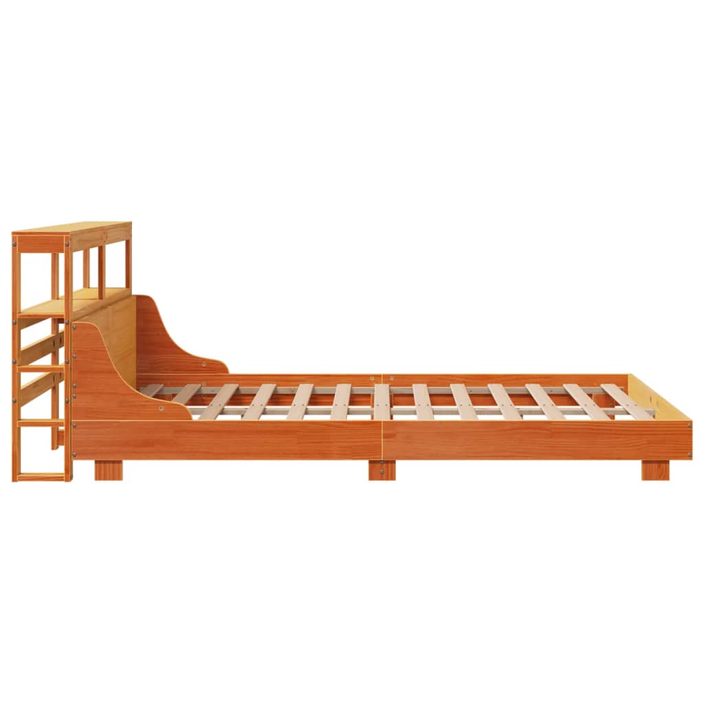 Cadre de lit sans matelas cire marron 140x190cm bois pin massif - XIOS