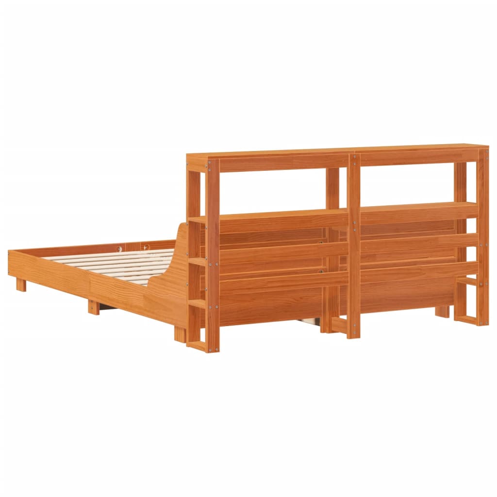 Cadre de lit sans matelas cire marron 140x190cm bois pin massif - XIOS