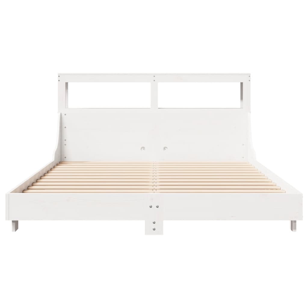 Cadre de lit sans matelas blanc 135x190 cm bois de pin massif - XIOS