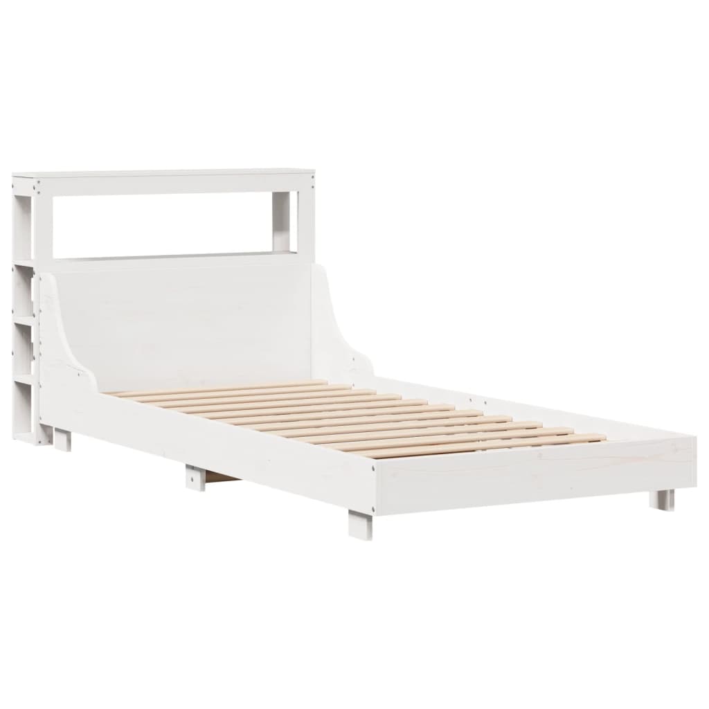 Cadre de lit sans matelas blanc 90x190 cm bois de pin massif - XIOS