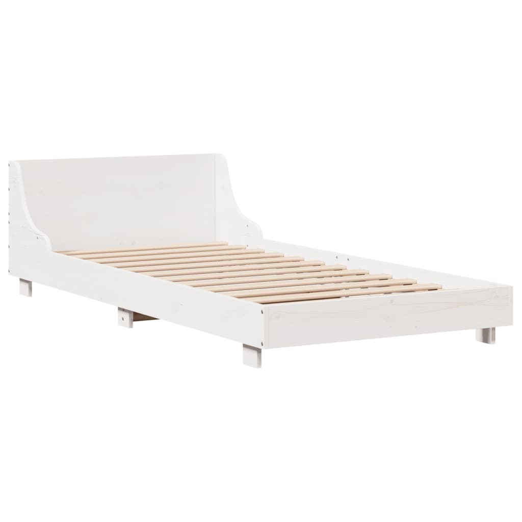 Cadre de lit sans matelas blanc 90x190 cm bois de pin massif - XIOS