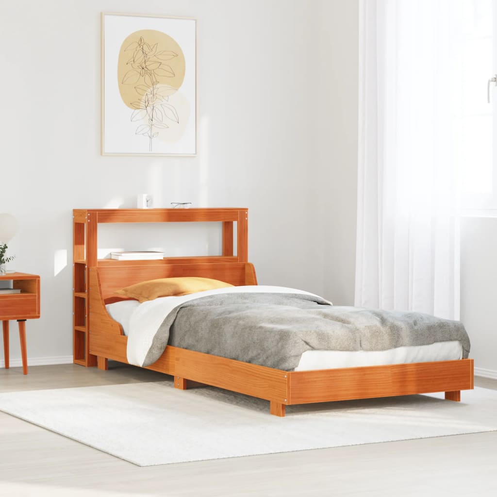 Cadre de lit sans matelas cire marron 75x190 cm bois pin massif - XIOS