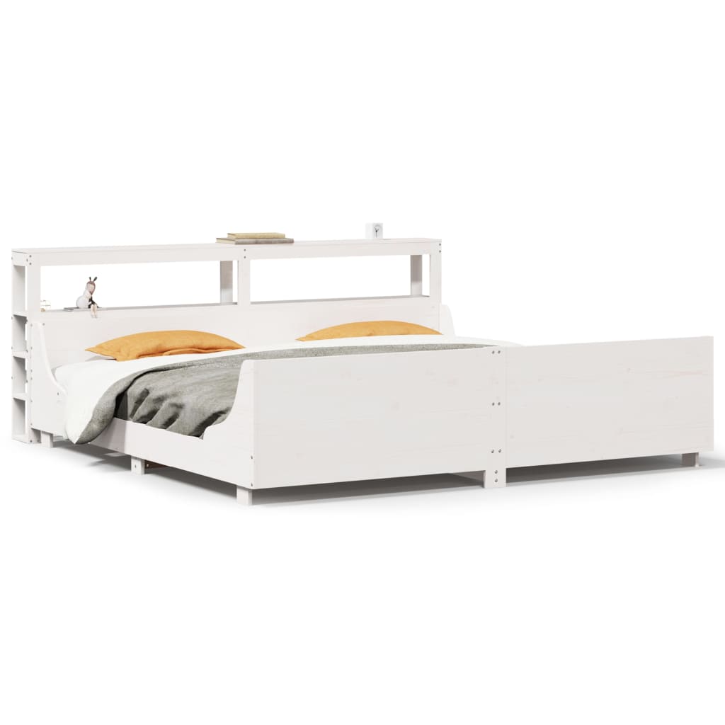 Cadre de lit sans matelas blanc 200x200 cm bois massif de pin - XIOS