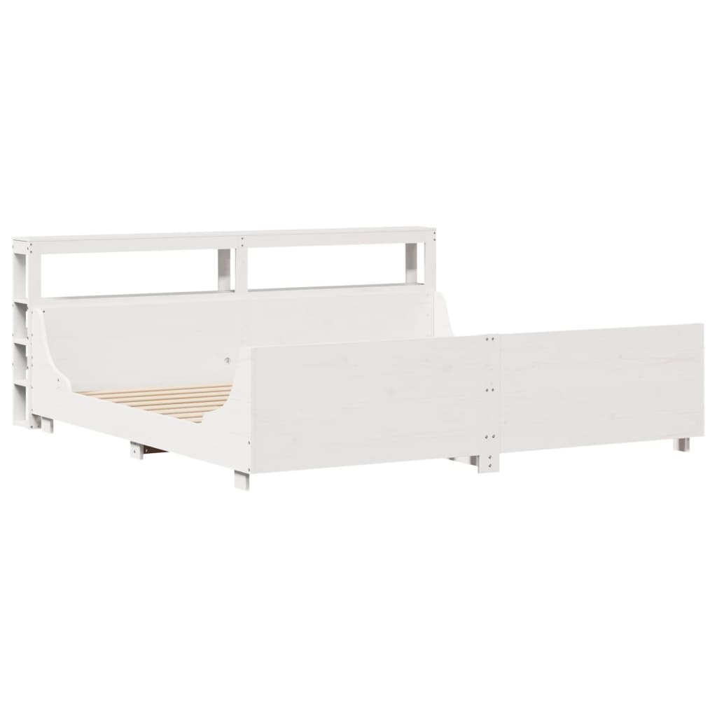 Cadre de lit sans matelas blanc 200x200 cm bois massif de pin - XIOS