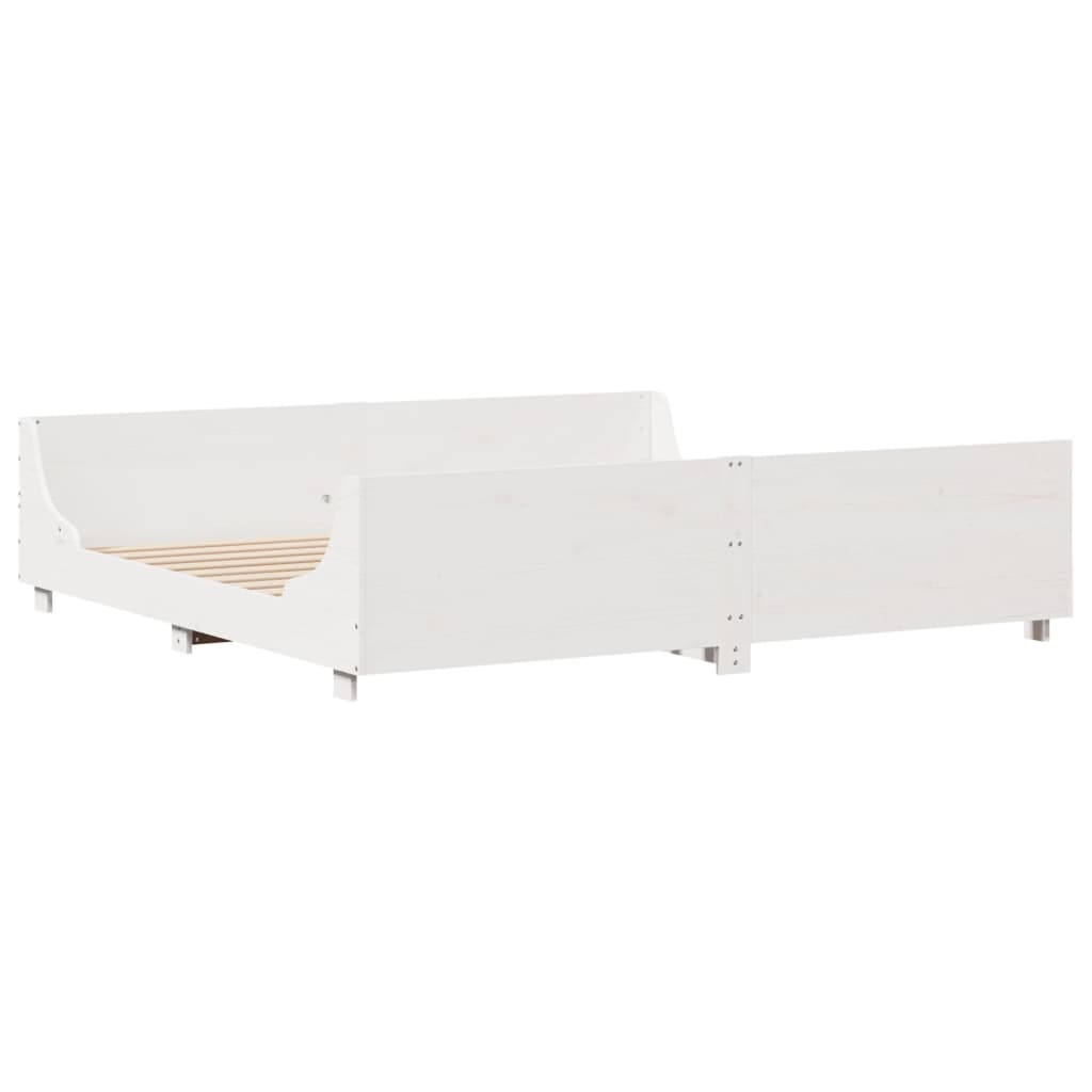 Cadre de lit sans matelas blanc 200x200 cm bois massif de pin - XIOS