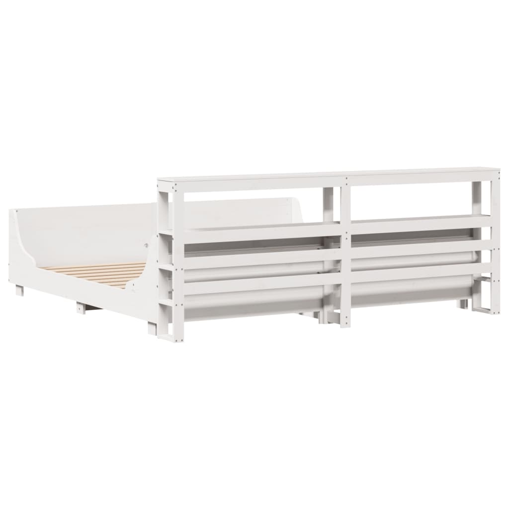Cadre de lit sans matelas blanc 200x200 cm bois massif de pin - XIOS