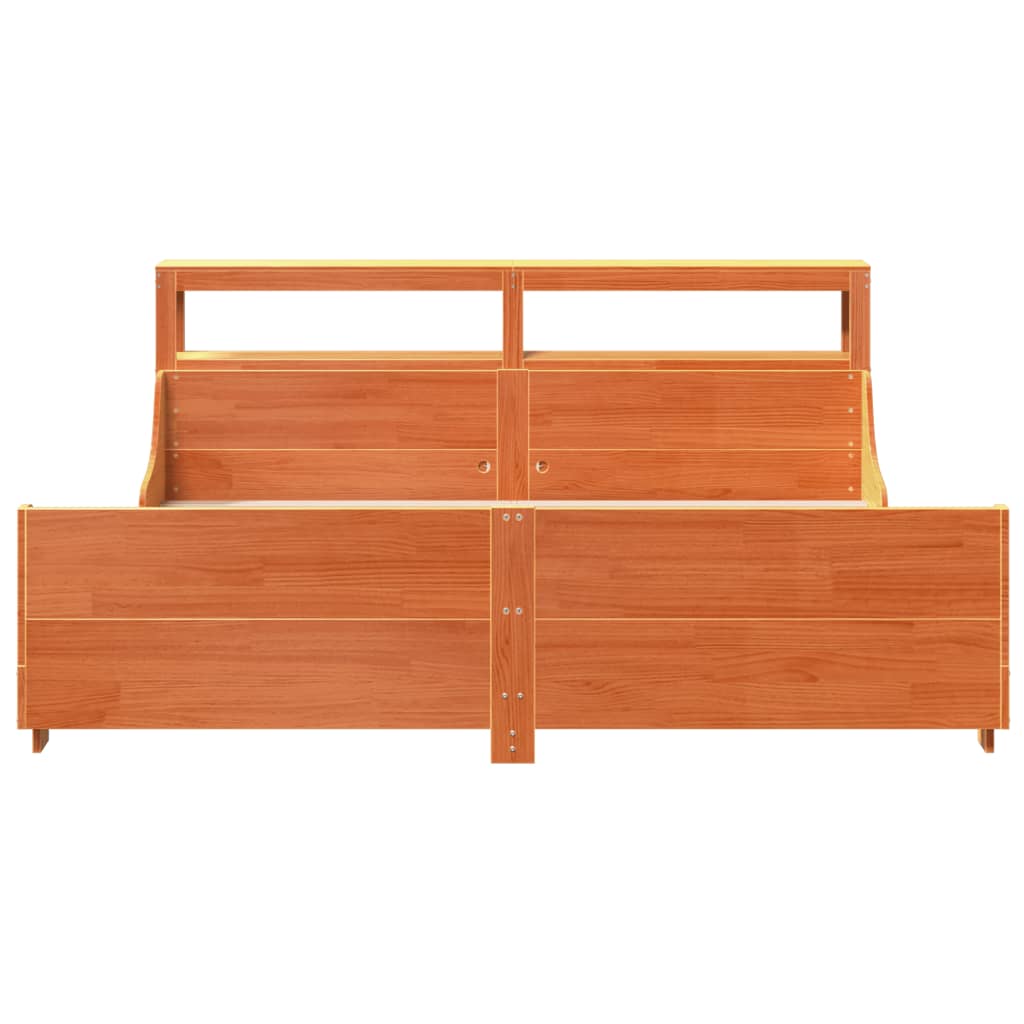 Cadre de lit sans matelas cire marron 200x200cm bois pin massif - XIOS