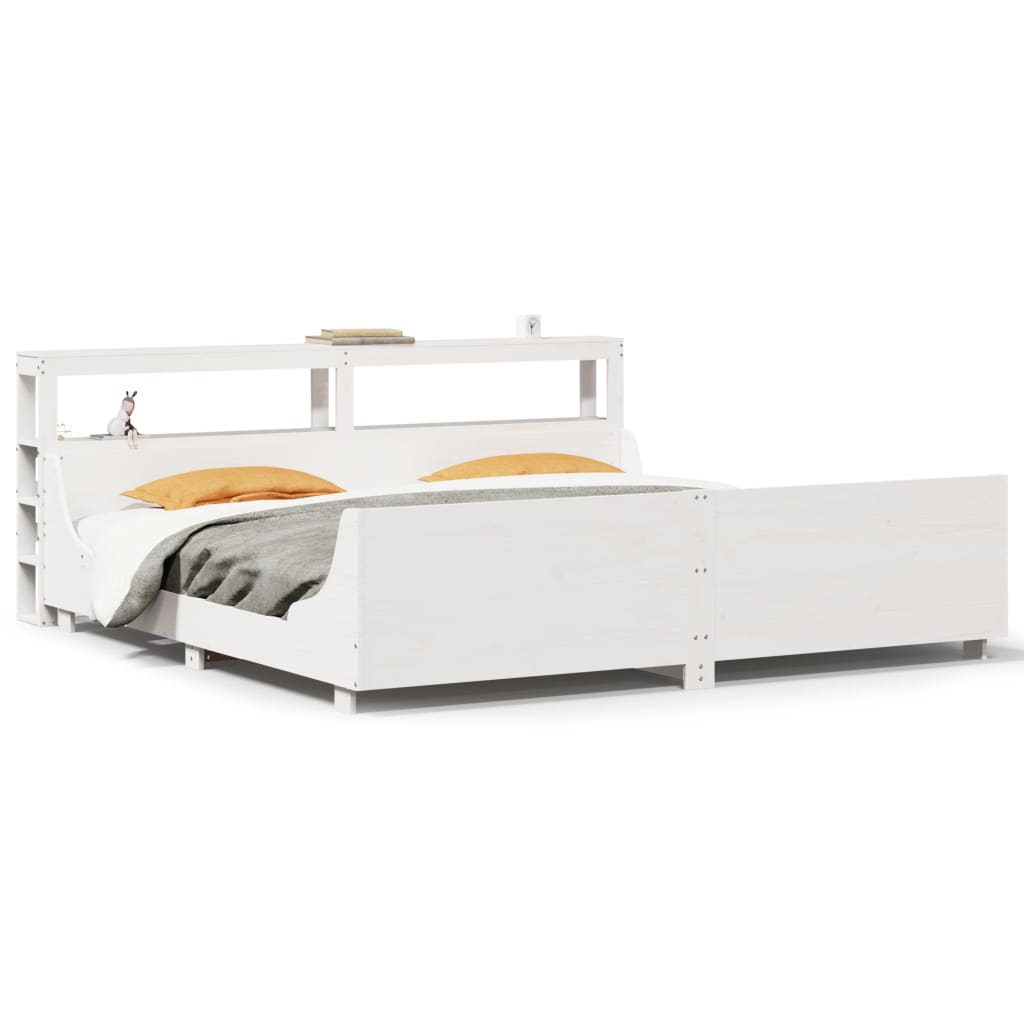 Cadre de lit sans matelas blanc 180x200 cm bois massif de pin - XIOS