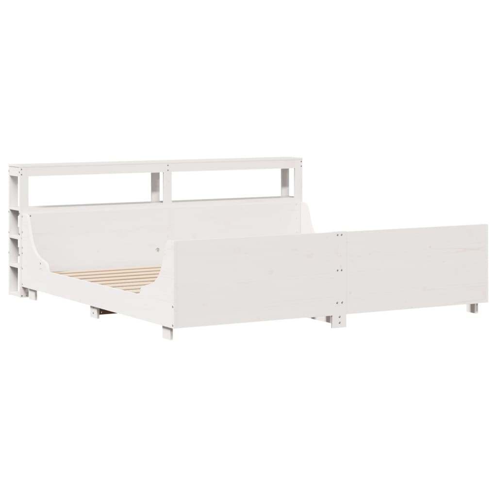 Cadre de lit sans matelas blanc 180x200 cm bois massif de pin - XIOS