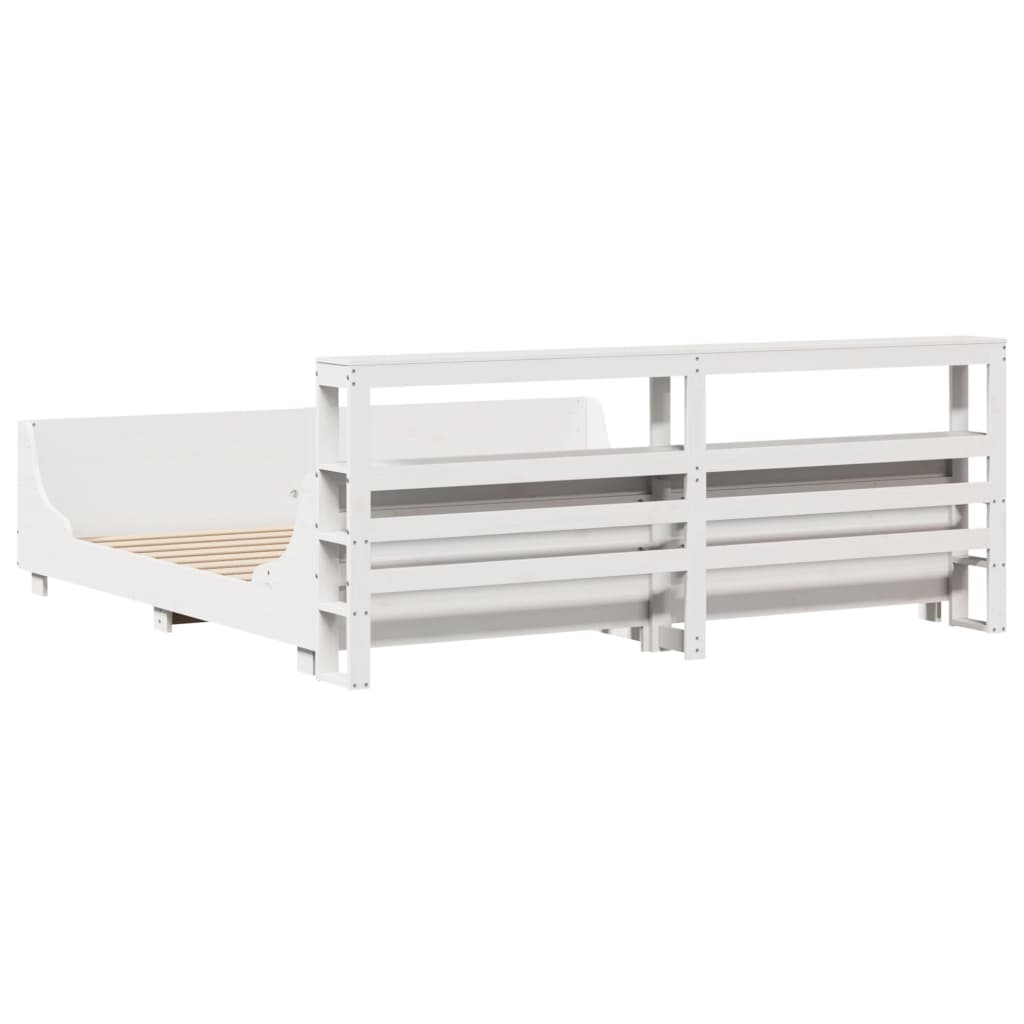 Cadre de lit sans matelas blanc 180x200 cm bois massif de pin - XIOS