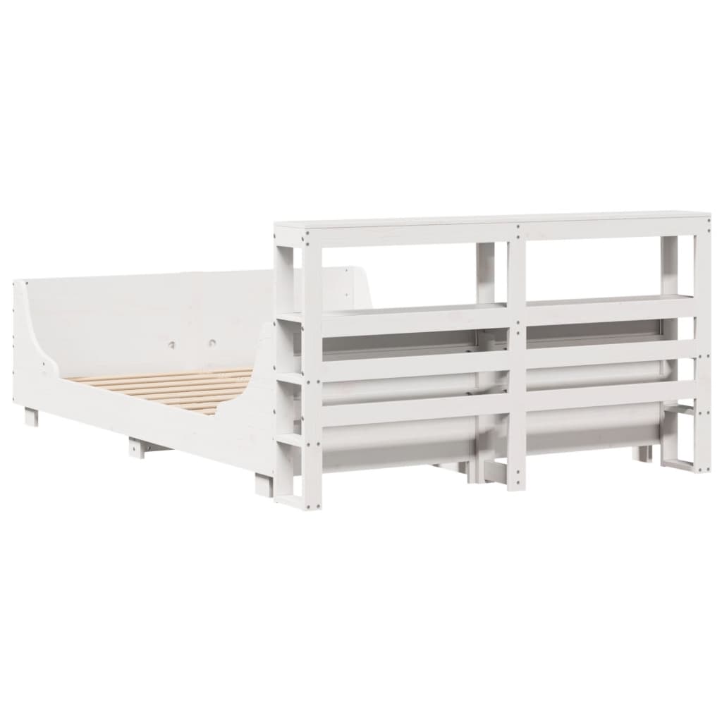 Cadre de lit sans matelas blanc 150x200 cm bois de pin massif - XIOS
