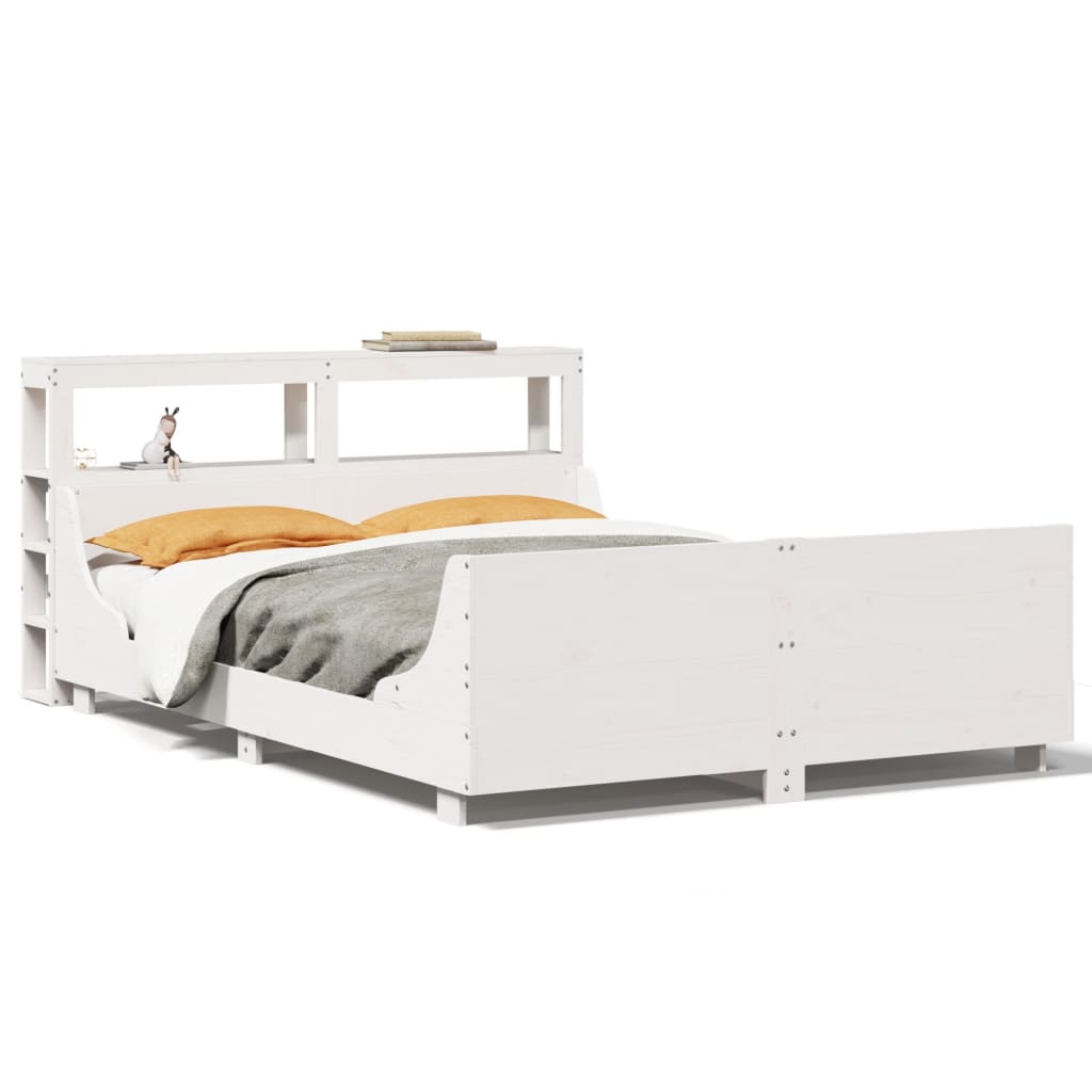 Cadre de lit sans matelas blanc 140x200 cm bois de pin massif - XIOS