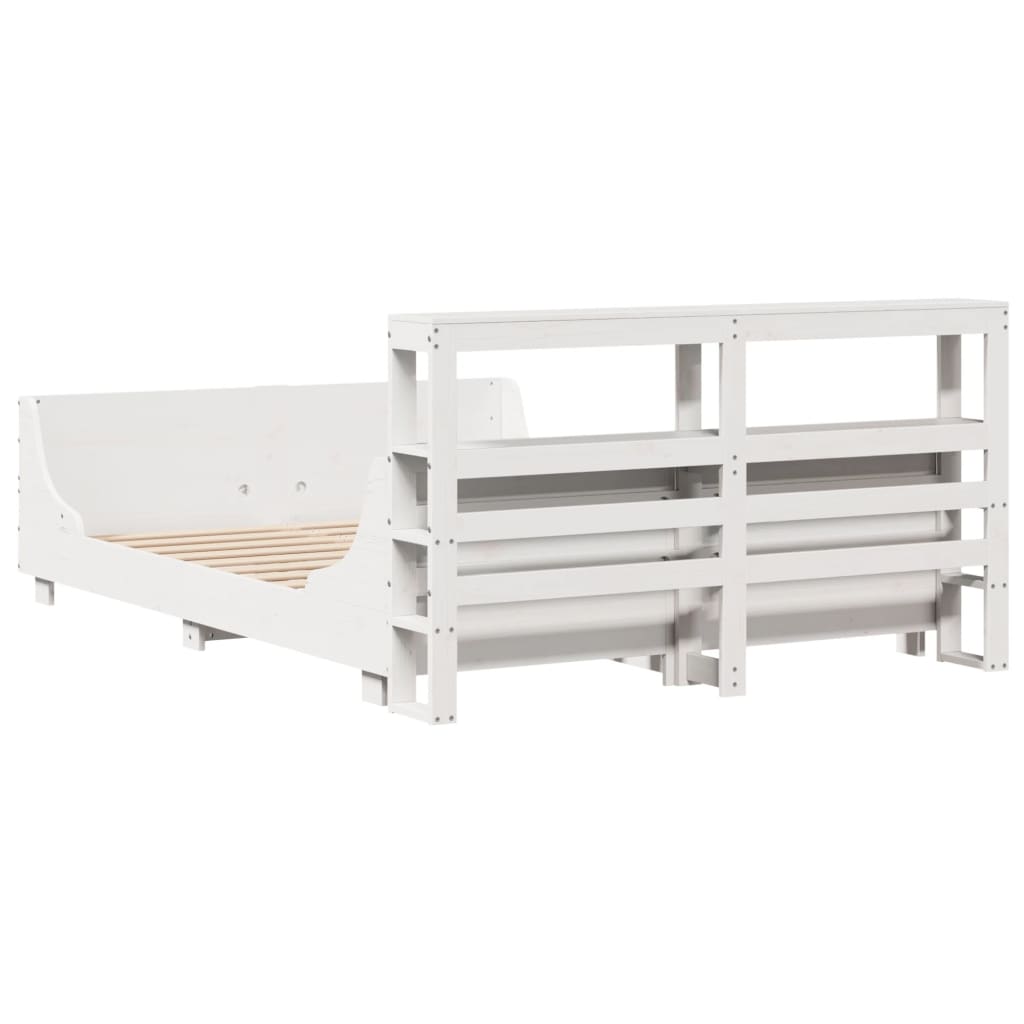 Cadre de lit sans matelas blanc 140x200 cm bois de pin massif - XIOS