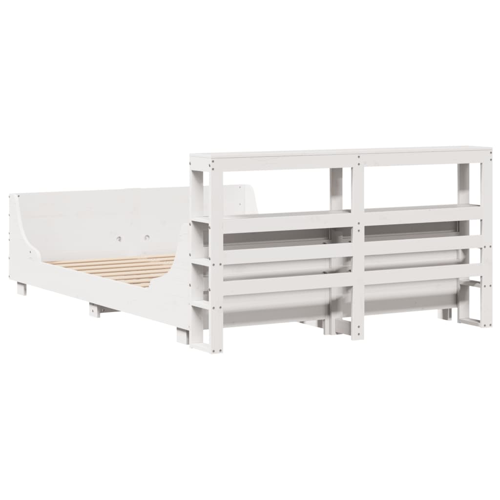 Cadre de lit sans matelas blanc 120x200 cm bois de pin massif - XIOS