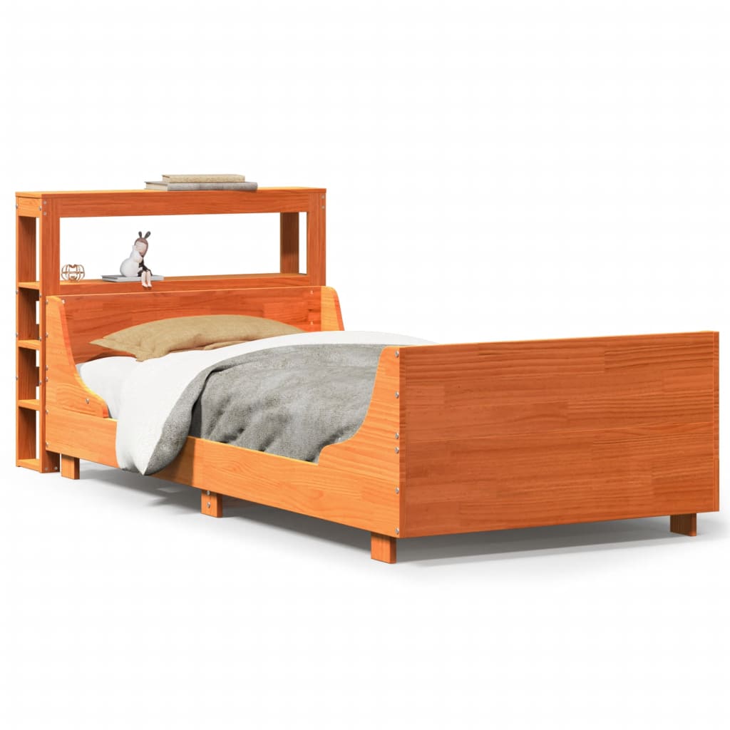Cadre de lit sans matelas cire marron 100x200cm bois pin massif - XIOS