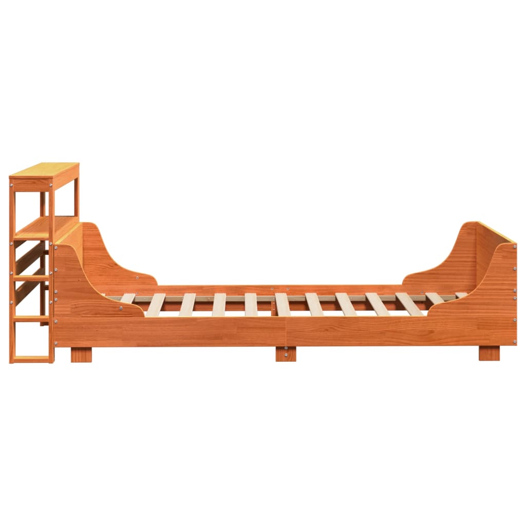 Cadre de lit sans matelas cire marron 100x200cm bois pin massif - XIOS