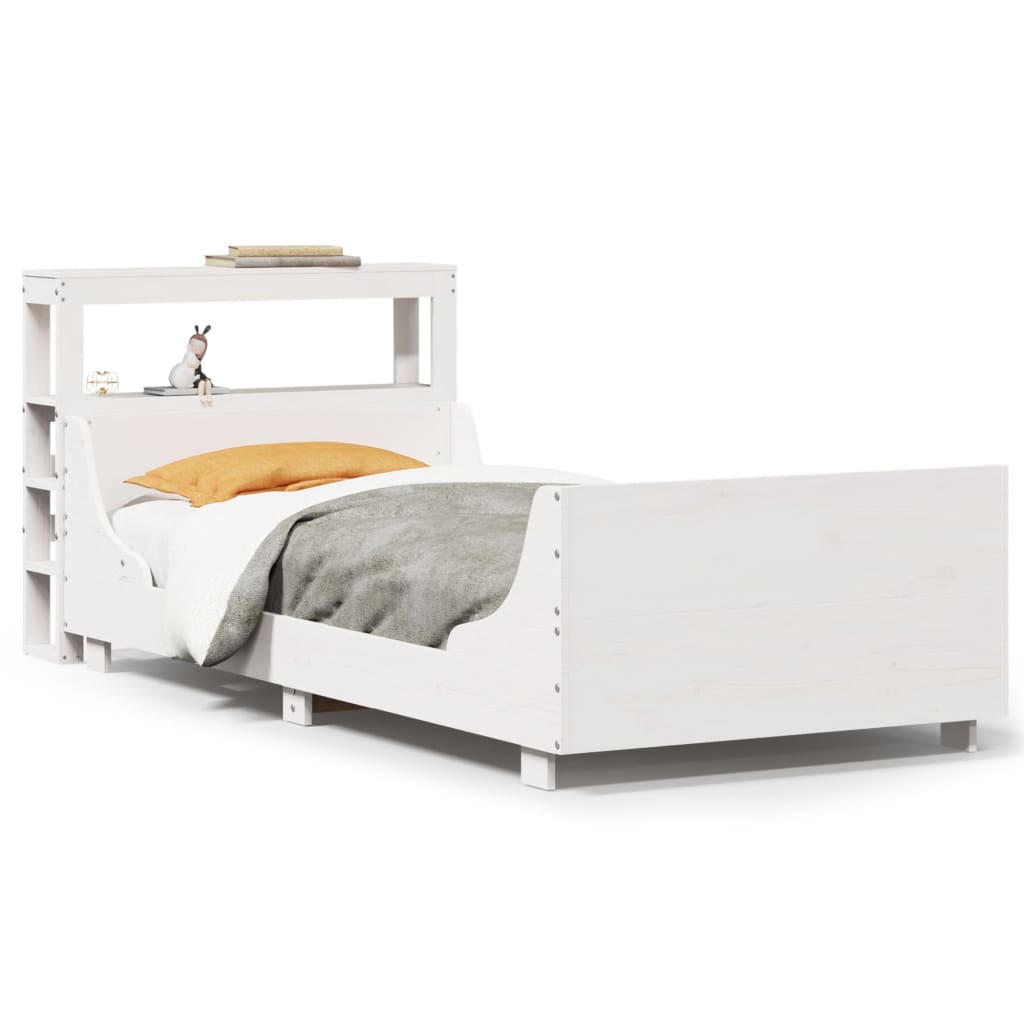 Cadre de lit sans matelas blanc 90x200 cm bois de pin massif - XIOS