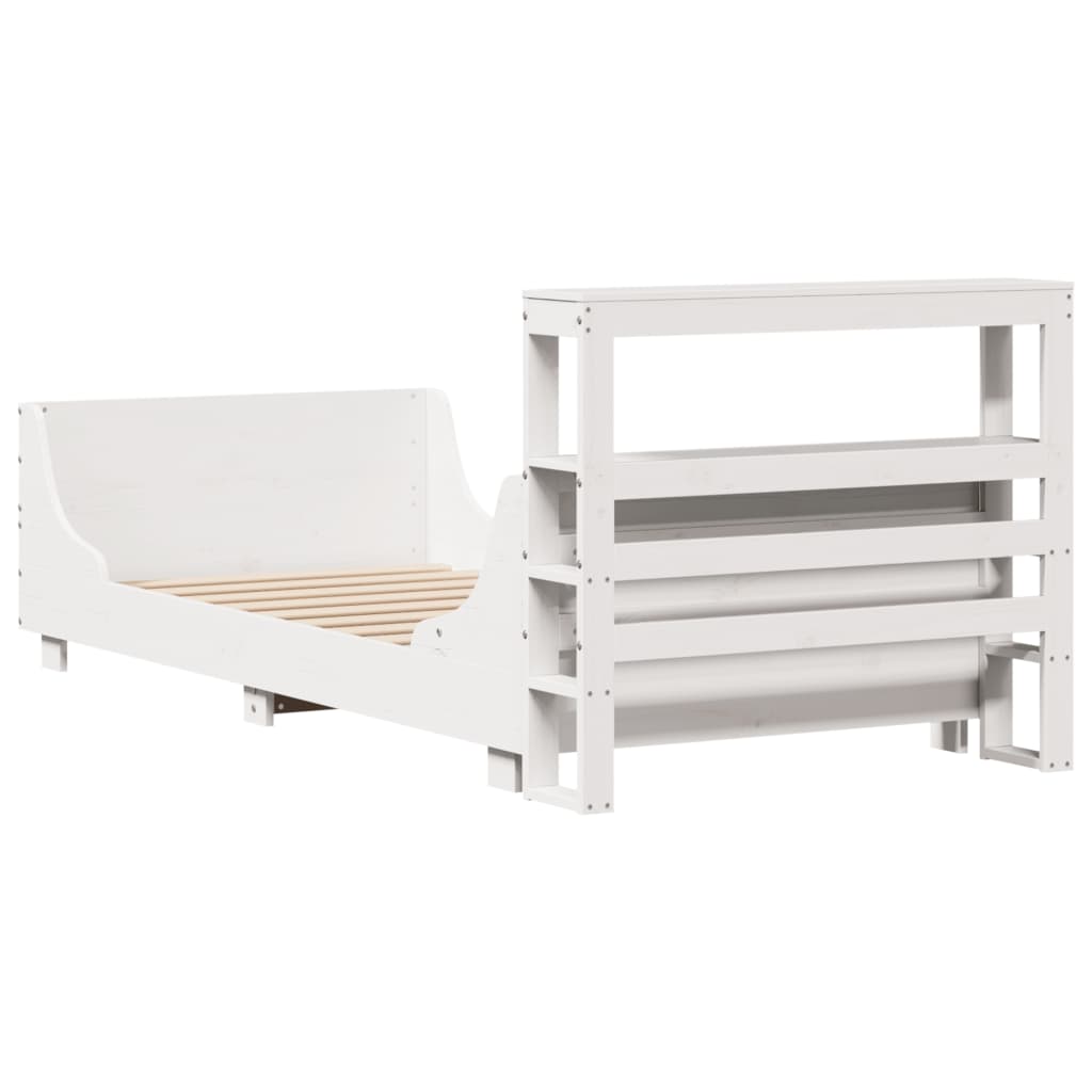 Cadre de lit sans matelas blanc 90x200 cm bois de pin massif - XIOS