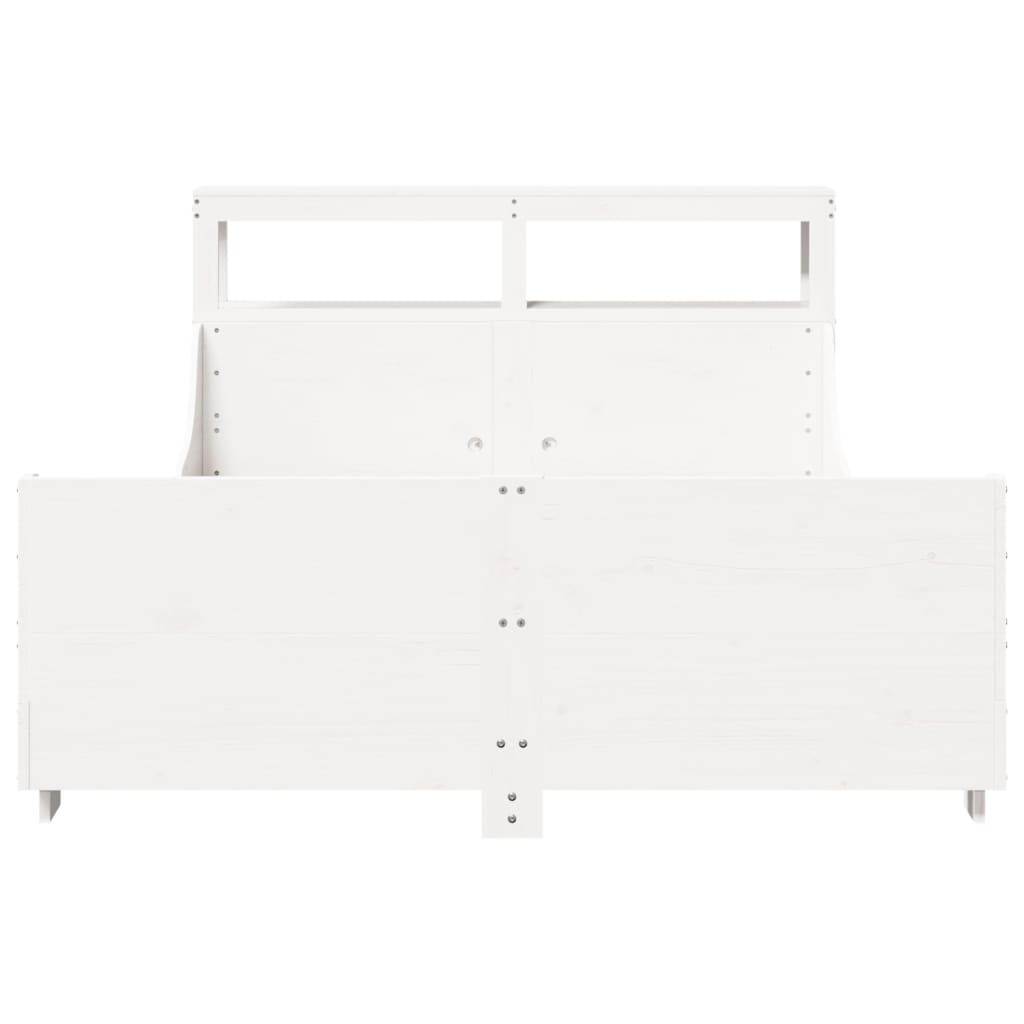 Cadre de lit sans matelas blanc 140x190 cm bois de pin massif - XIOS