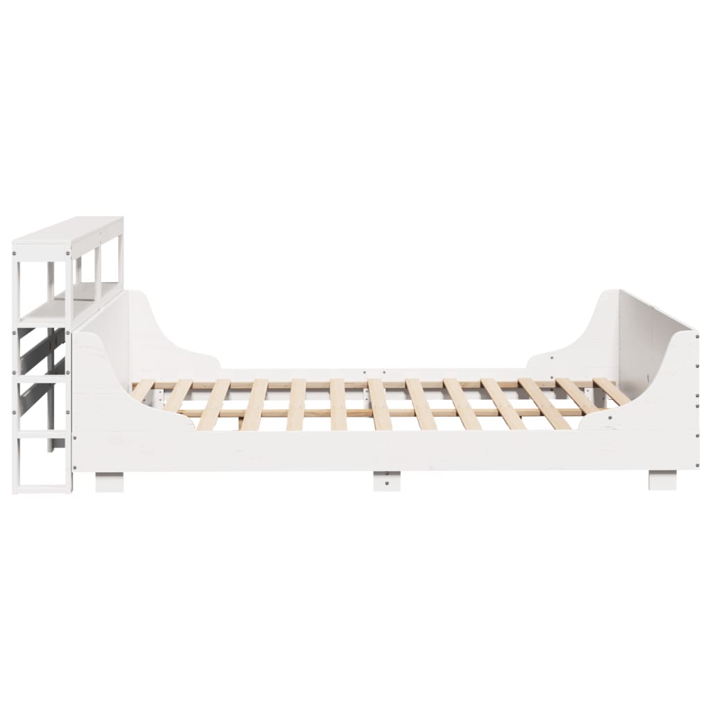Cadre de lit sans matelas blanc 140x190 cm bois de pin massif - XIOS