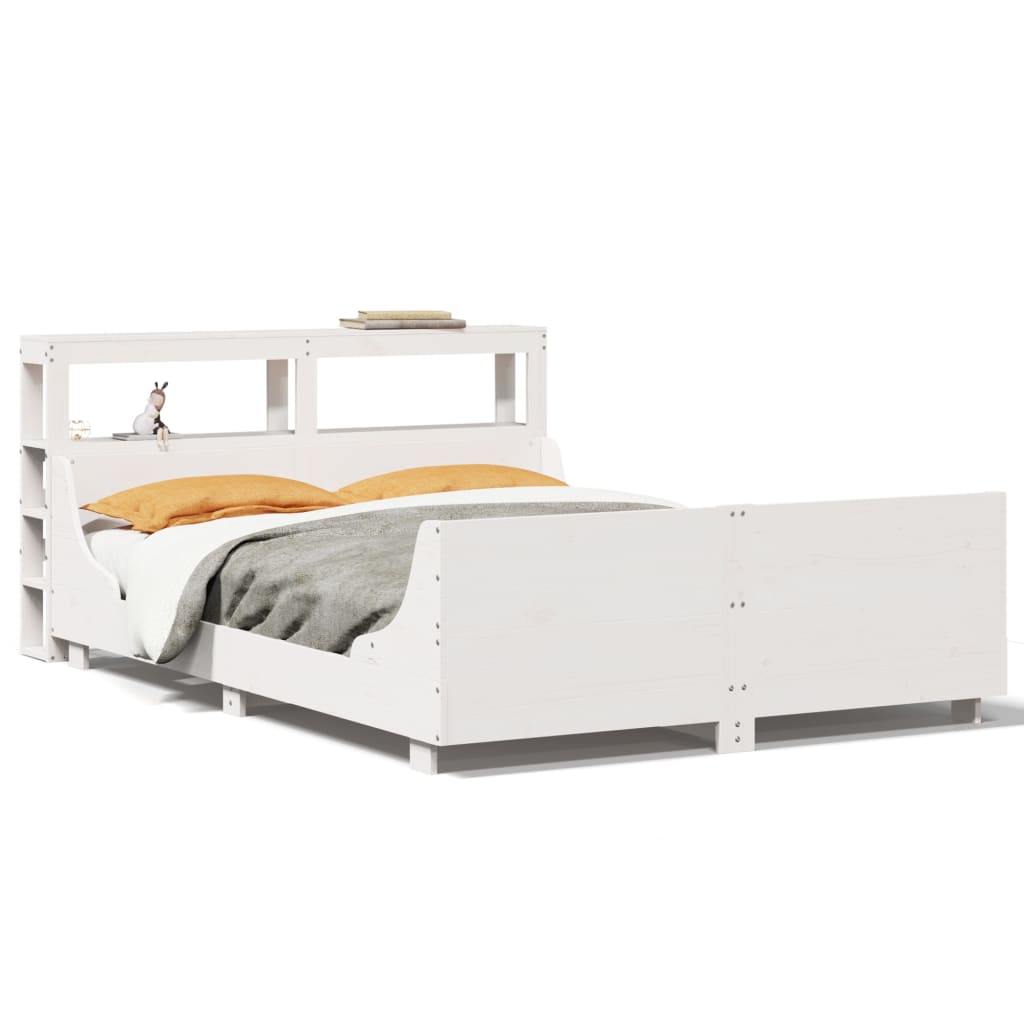 Cadre de lit sans matelas blanc 135x190 cm bois de pin massif - XIOS