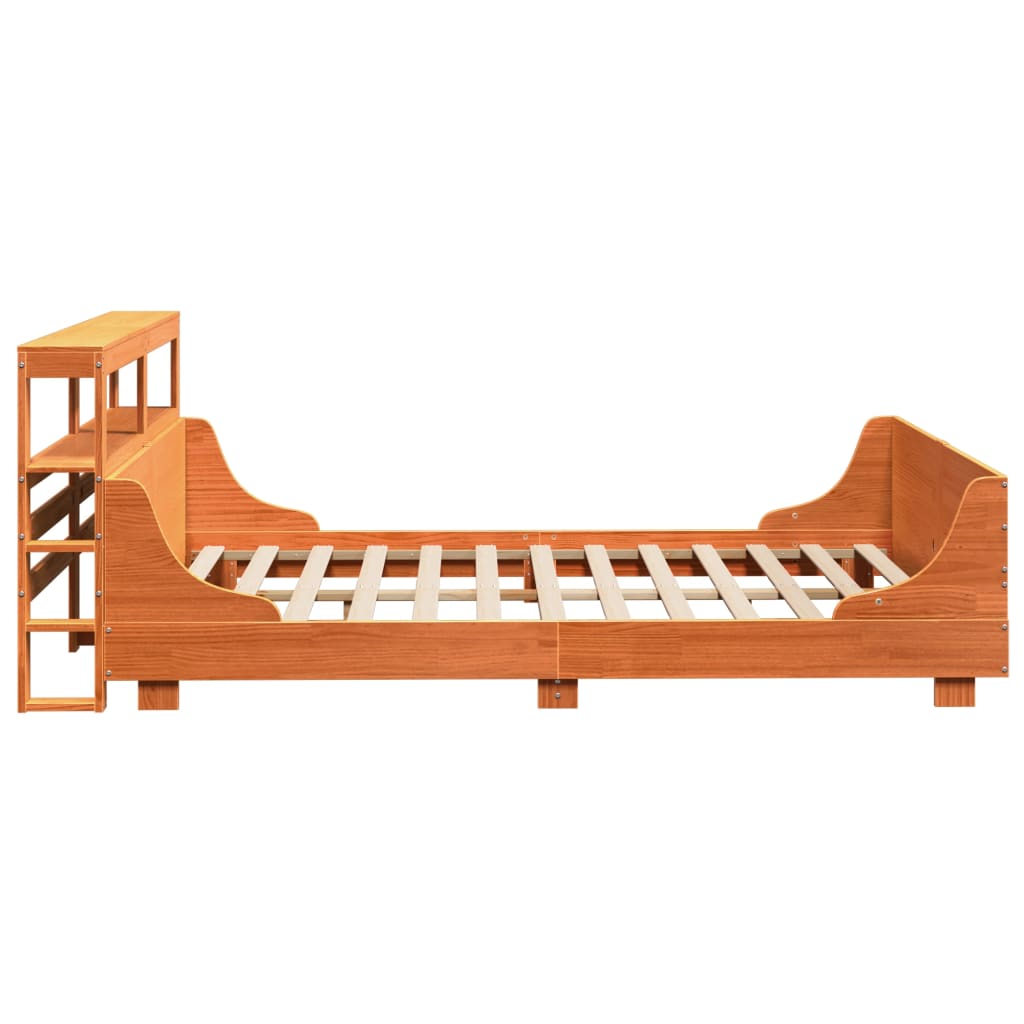 Cadre de lit sans matelas cire marron 135x190cm bois pin massif - XIOS