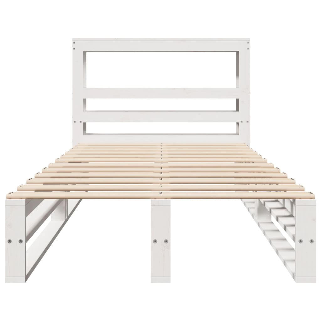 Cadre de lit sans matelas blanc 90x200 cm bois de pin massif - XIOS