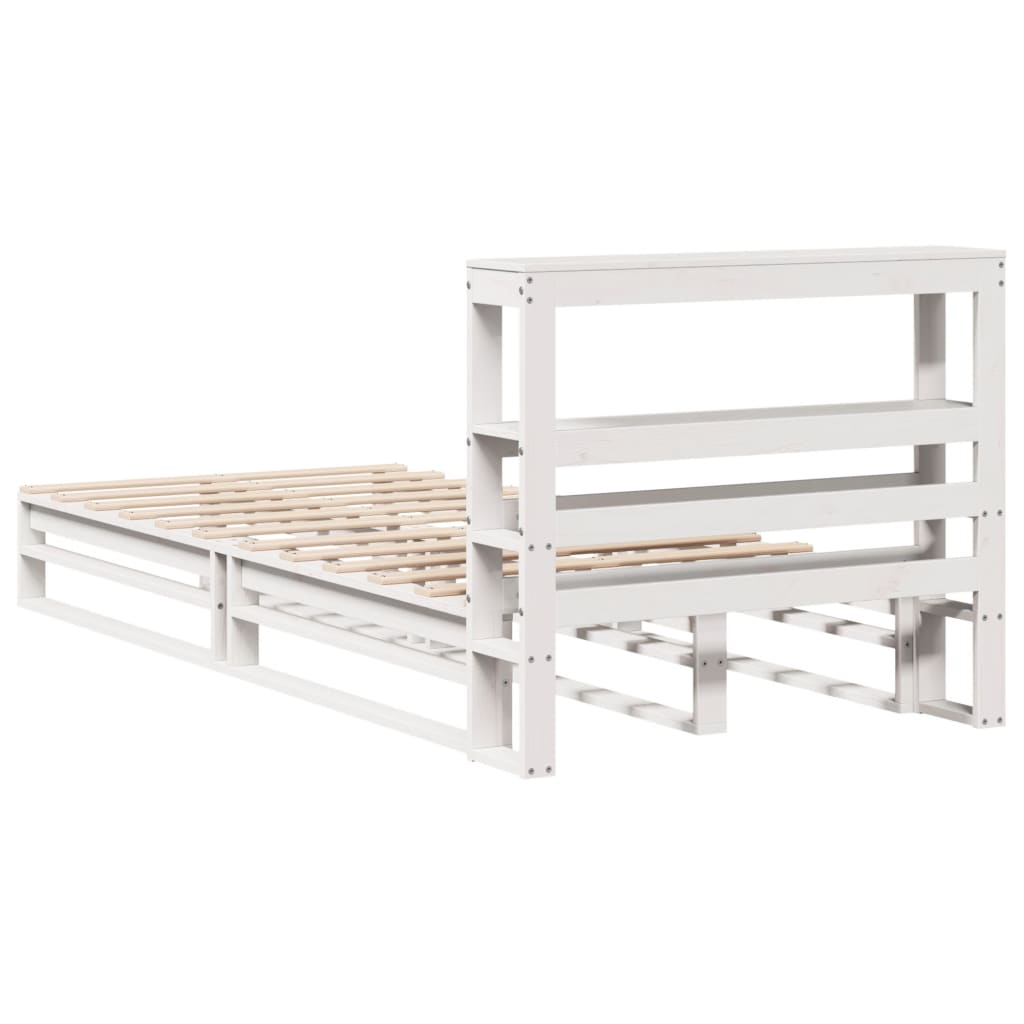 Cadre de lit sans matelas blanc 90x200 cm bois de pin massif - XIOS
