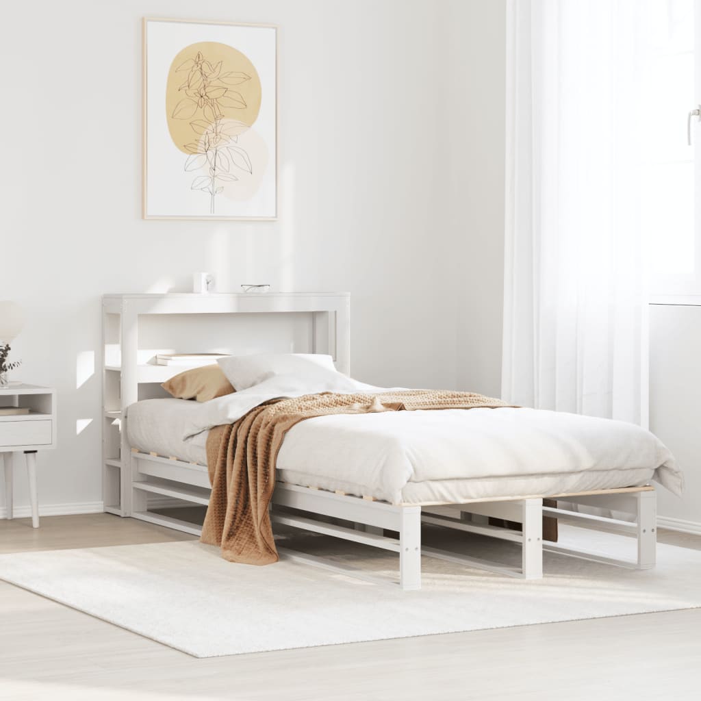 Cadre de lit sans matelas blanc 90x200 cm bois de pin massif - XIOS