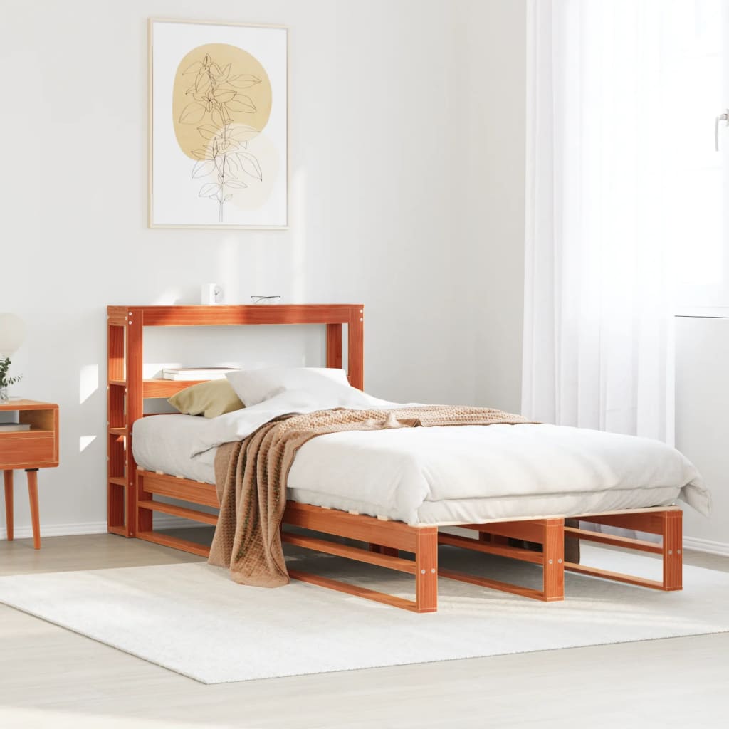 Cadre de lit sans matelas cire marron 100x200cm bois pin massif - XIOS