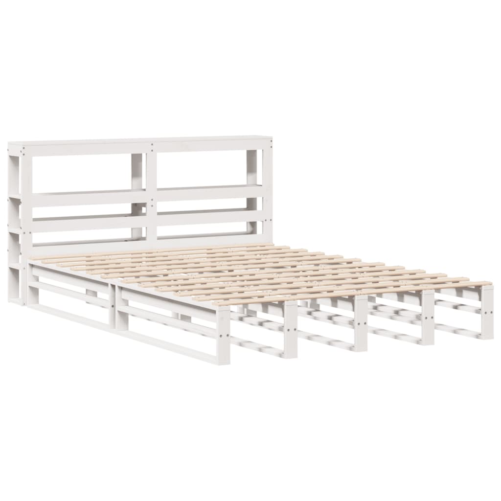 Cadre de lit sans matelas blanc 140x200 cm bois de pin massif - XIOS