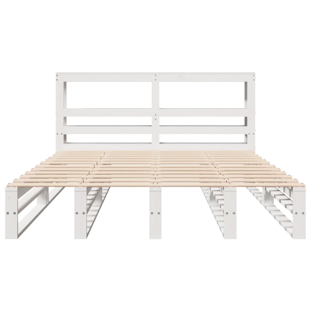 Cadre de lit sans matelas blanc 140x200 cm bois de pin massif - XIOS
