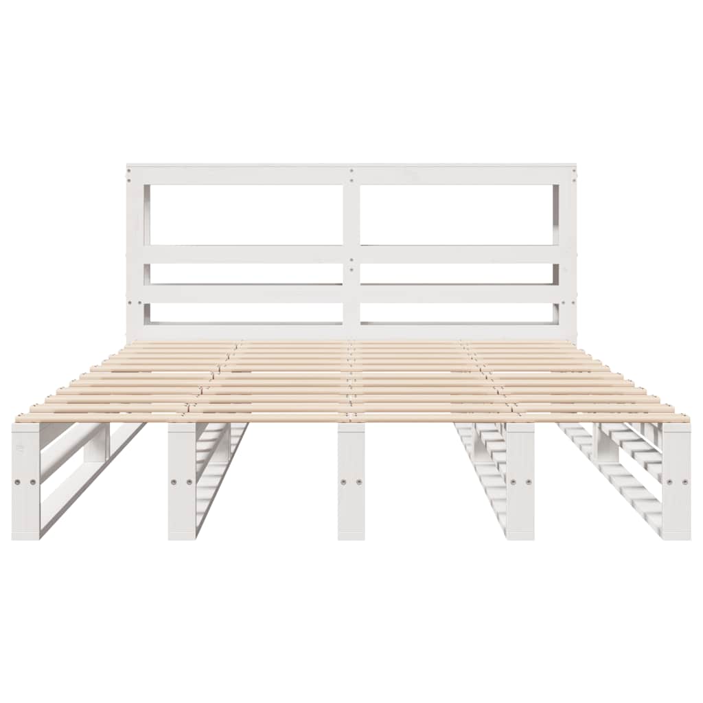 Cadre de lit sans matelas blanc 150x200 cm bois de pin massif - XIOS