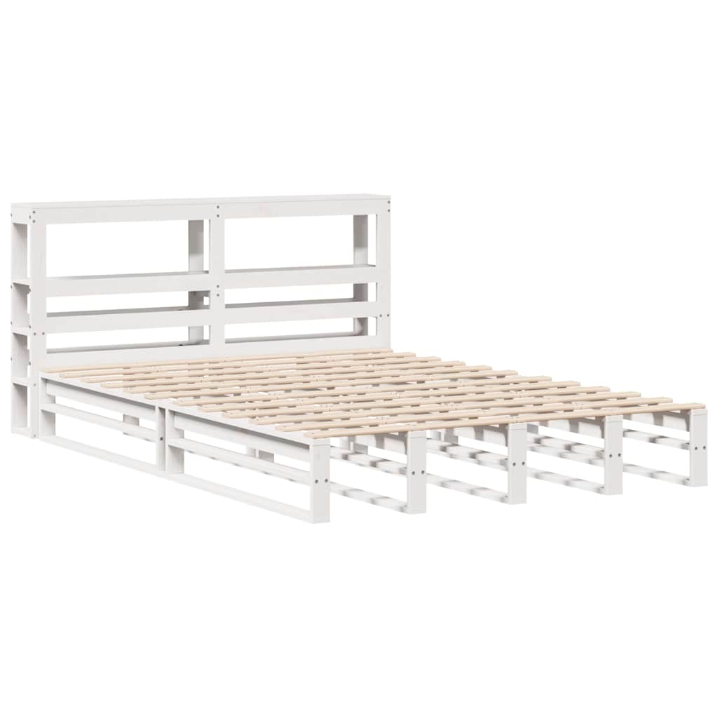 Cadre de lit sans matelas blanc 160x200 cm bois de pin massif - XIOS