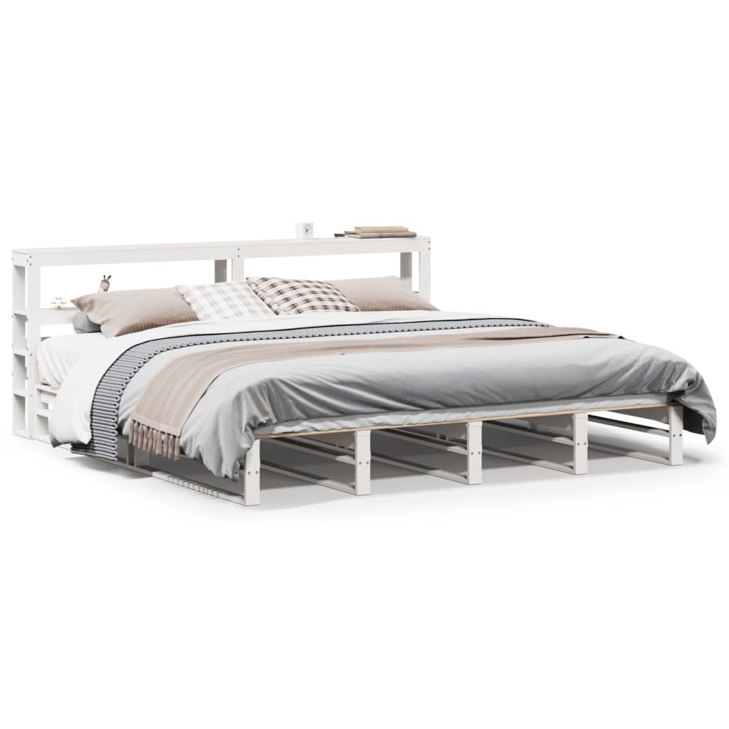 Cadre de lit sans matelas blanc 180x200 cm bois massif de pin - XIOS