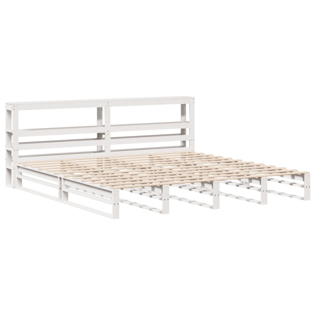 Cadre de lit sans matelas blanc 180x200 cm bois massif de pin - XIOS