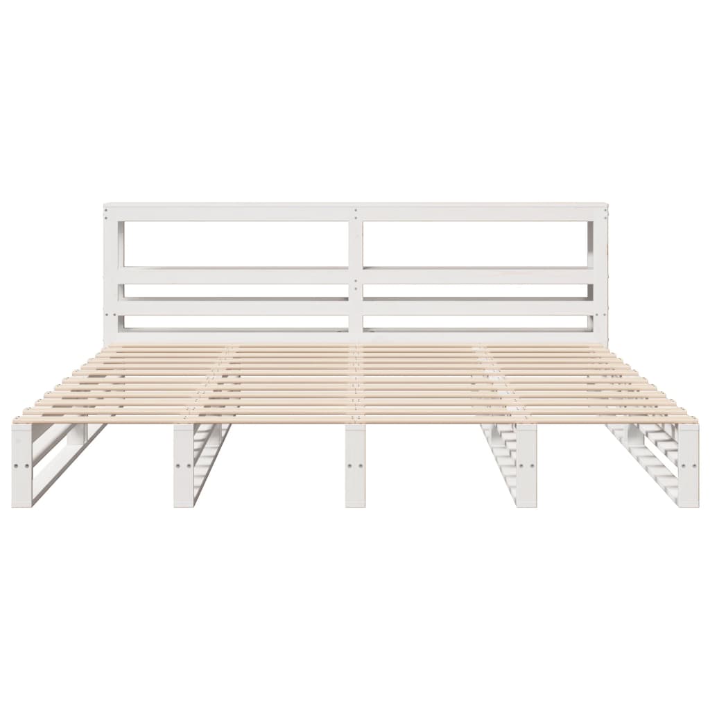 Cadre de lit sans matelas blanc 180x200 cm bois massif de pin - XIOS