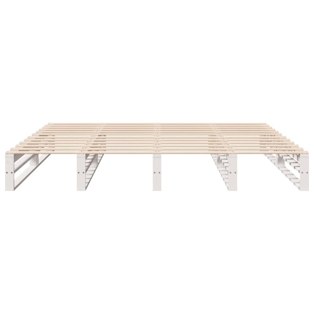 Cadre de lit sans matelas blanc 180x200 cm bois massif de pin - XIOS
