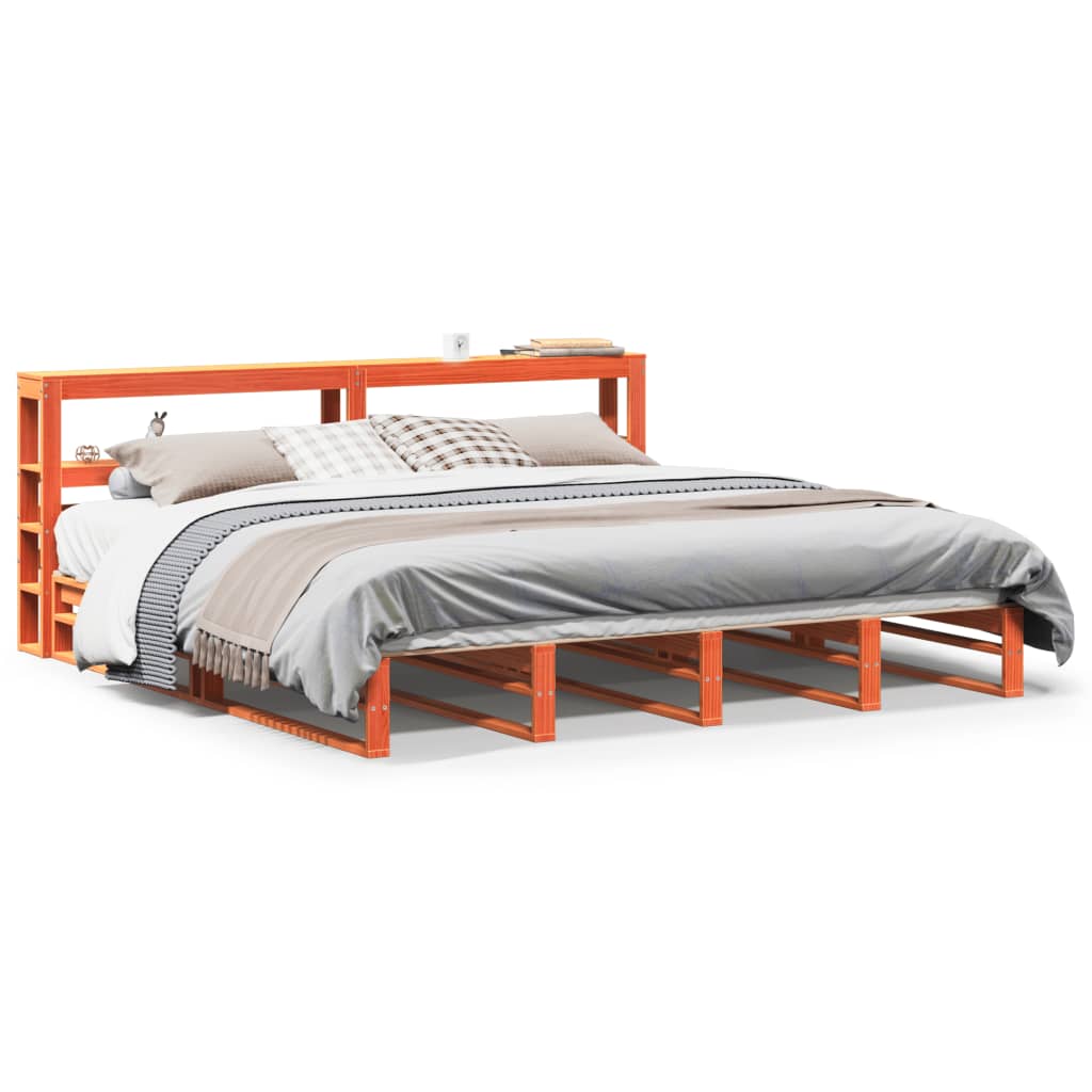 Cadre de lit sans matelas cire marron 180x200cm bois pin massif - XIOS