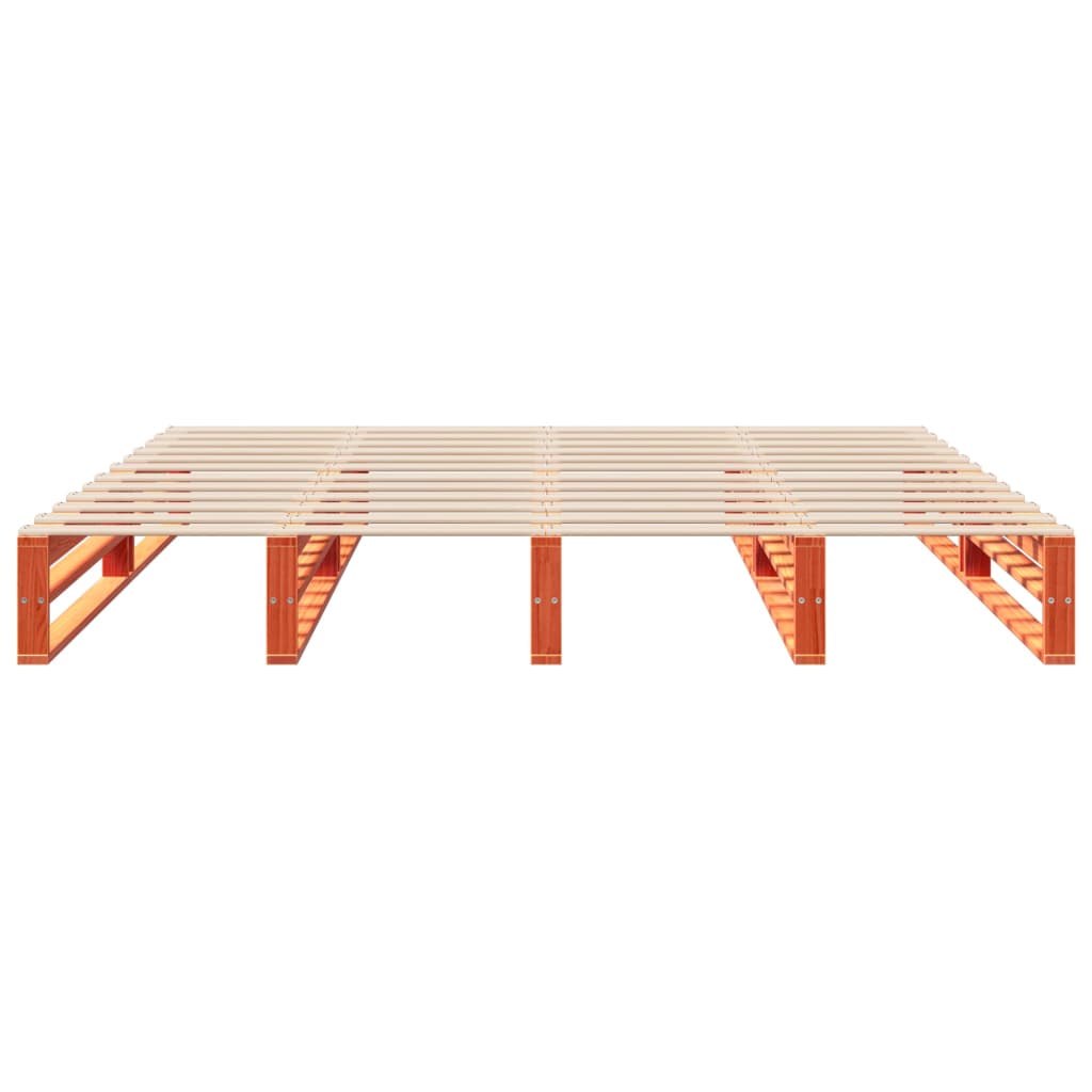 Cadre de lit sans matelas cire marron 180x200cm bois pin massif - XIOS