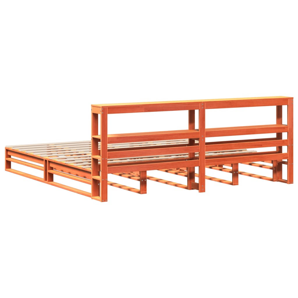 Cadre de lit sans matelas cire marron 180x200cm bois pin massif - XIOS