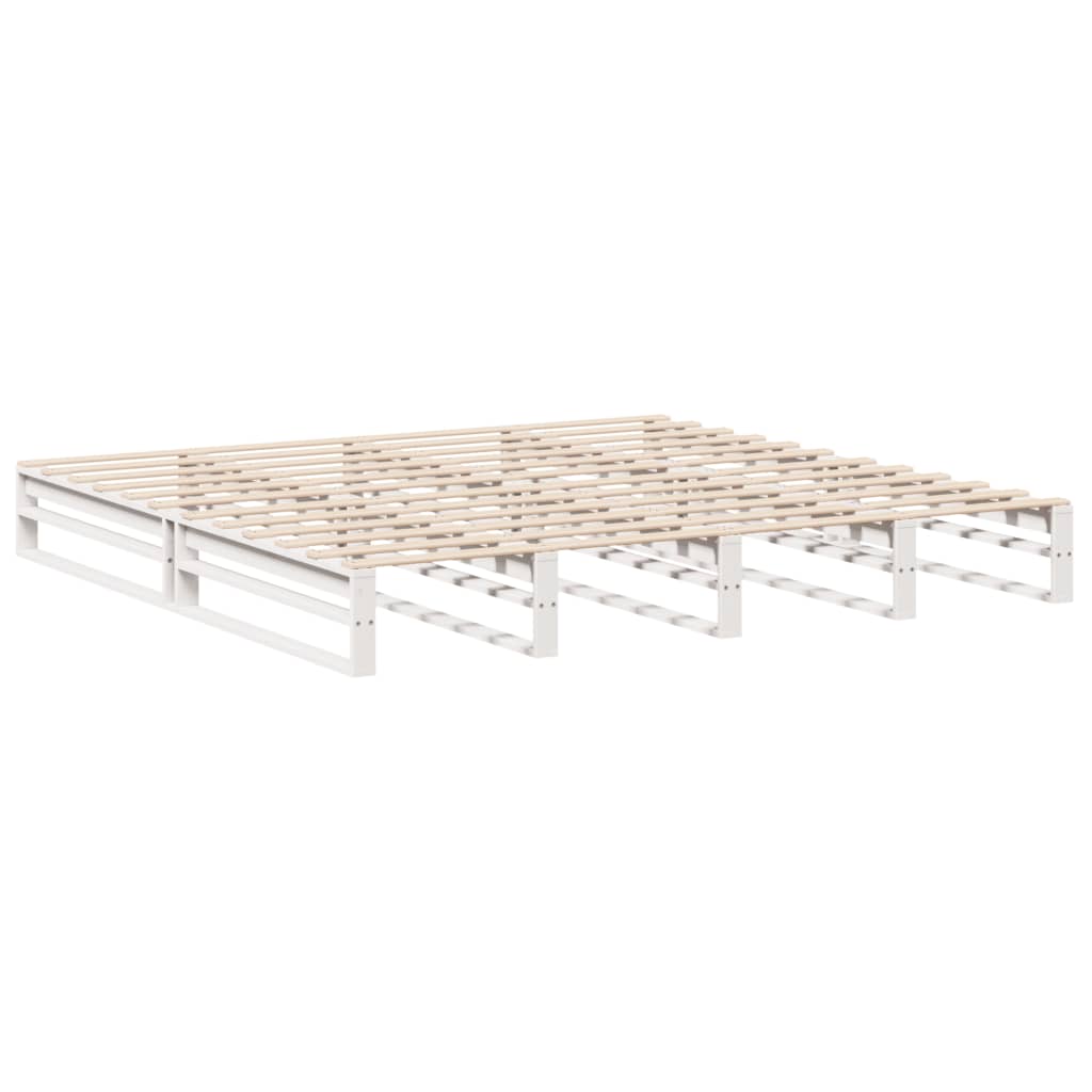 Cadre de lit sans matelas blanc 200x200 cm bois massif de pin - XIOS