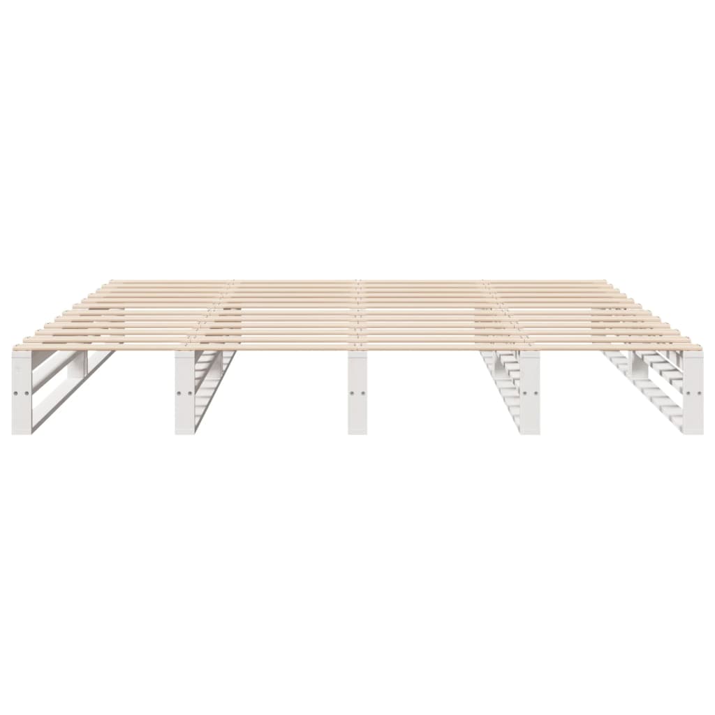 Cadre de lit sans matelas blanc 200x200 cm bois massif de pin - XIOS